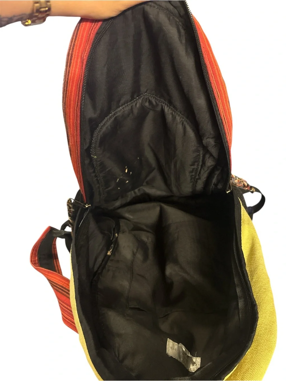 Multicolor Men's Patchwork Backpack with Yellow Accents